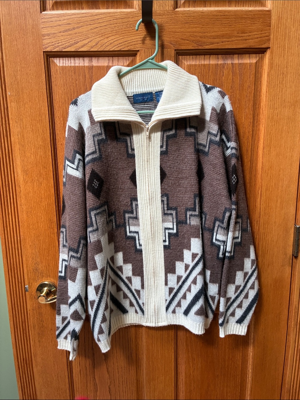 Men's Towncraft  Aztec Zip-Front Sweater Jacket